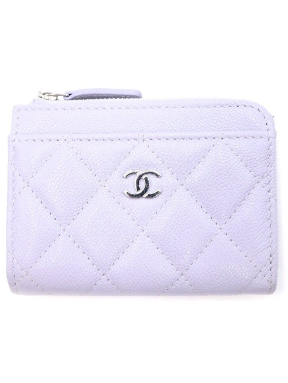 Chanel Quilted Fragment Case Mini Wallet Card Coin Purse Light Purple Lavender